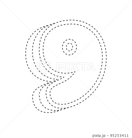 Number 9 tracing worksheet for kids 95253411