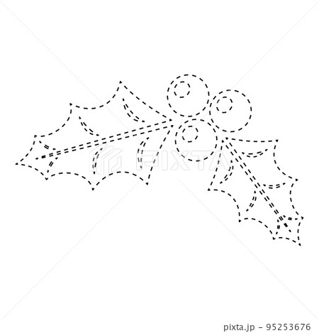 Holly Berry tracing worksheet for kids Holly Berry tracing worksheet for kids 95253676