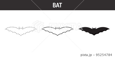 Bat tracing and coloring worksheet for kids Bat tracing and coloring worksheet for kids 95254784