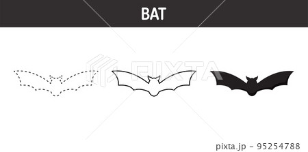 Bat tracing and coloring worksheet for kids 95254788
