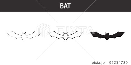 Bat tracing and coloring worksheet for kids 95254789