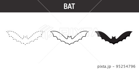 Bat tracing and coloring worksheet for kids Bat tracing and coloring worksheet for kids 95254796