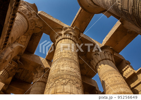 Ancient pillars with hieroglyphics in Egypt 95256649