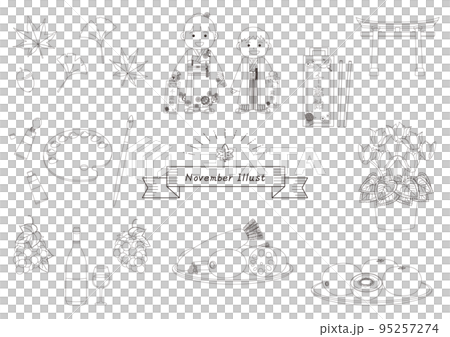 11月に関連するイラストのセット3 11月に関連するイラストのセット3 95257274