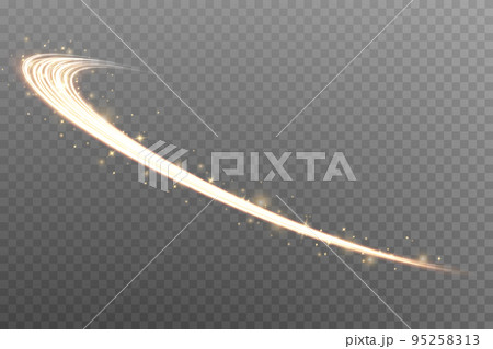 Luminous white lines of speed. Light glowing effect. Abstract motion lines. Light trail wave, fire path trace line, car lights, optic fiber and incandescence curve twirl png. 95258313
