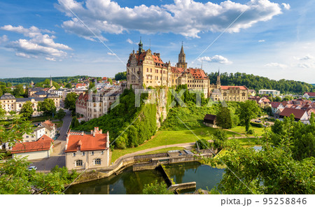 Sigmaringen city in Baden-Wurttemberg, Germany. Scenic view of old German castle 95258846