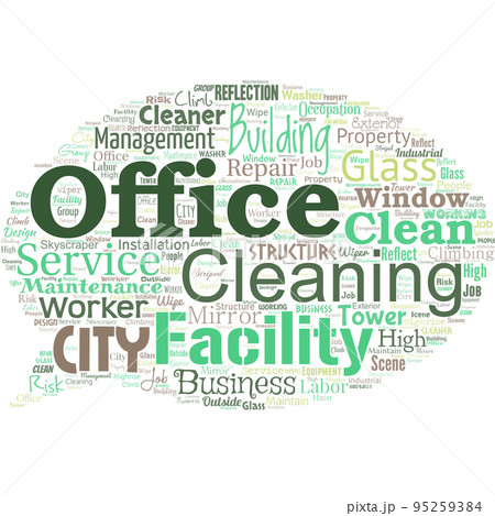 Big word cloud in the shape of speech bubble with words office cleaning. Commercial buildings are used for commercial purpose. Big word cloud in the shape of speech bubble with words office cleaning. Commercial buildings are used for commercial purpose. 95259384