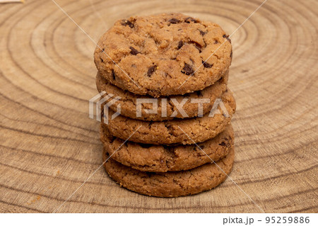Chocolate chip cookies isolated on white background, Homemad cookies close up. Chocolate chip cookies isolated on white background, Homemad cookies close up. 95259886