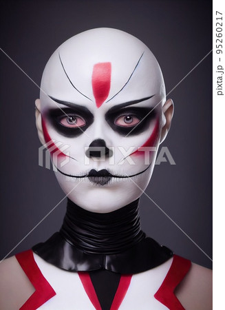 Mystical beautiful fictional woman with beautiful makeup. Gothic mystery girl. 3D rendering Mystical beautiful fictional woman with beautiful makeup. Gothic mystery girl. 3D rendering 95260217