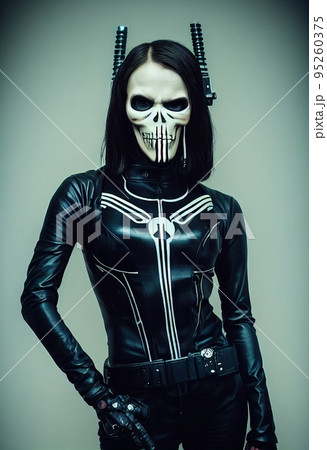Mystical beautiful fictional woman with beautiful makeup. Gothic mystery girl. 3D rendering Mystical beautiful fictional woman with beautiful makeup. Gothic mystery girl. 3D rendering 95260375