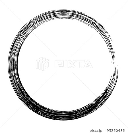 Round grudge frame isolated on white. Brush stroke circle. Easy to edit vector template for your design 95260486