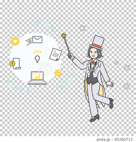 Illustration material of a magician with a stick Business work efficiency productivity improvement Illustration material of a magician with a stick Business work efficiency productivity improvement 95260713