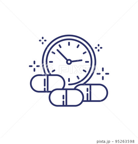 medication time line icon with pills and clock 95263598