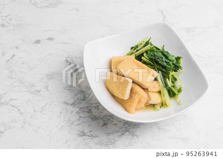 水菜と油揚げの煮浸し 水菜と油揚げの煮浸し 95263941