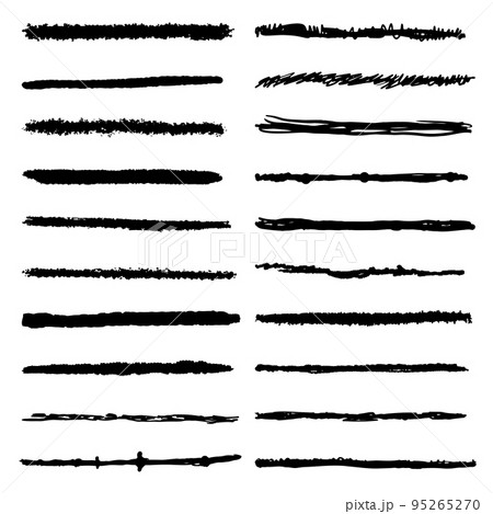 Set of freehand brush stroke lines.のイラスト素材 [95265270] - PIXTA