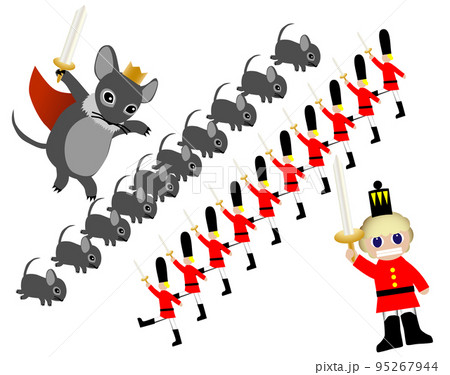 くるみ割り人形とねずみの王様の戦いのイメージのイラスト素材