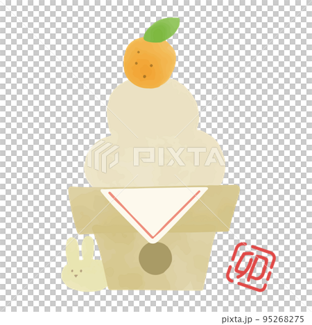 手描きのゆるかわいい鏡餅 95268275