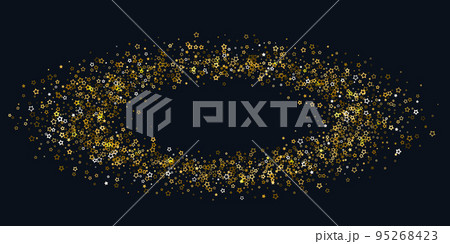 Frame shining golden stars on black background 95268423