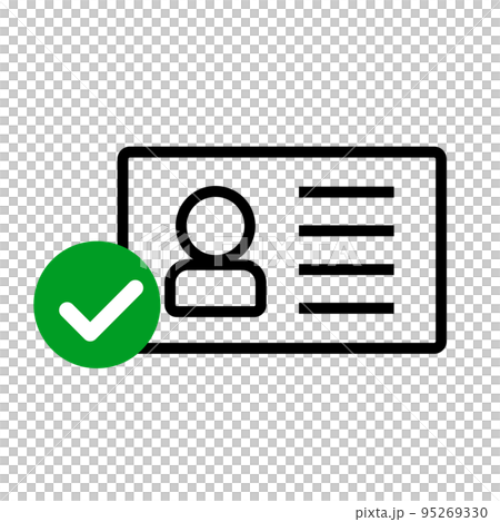 ID verification icon. ID card and check mark. vector. 95269330