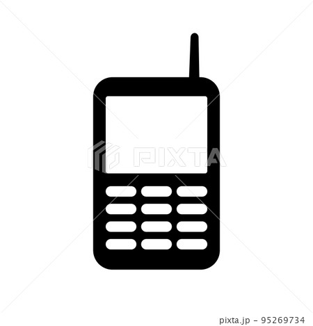 アンテナ付き携帯電話シルエットアイコン。電話。ベクター。 95269734
