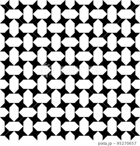 Seamless geometric ornament based on traditional islamic art. Black and white. 95270657