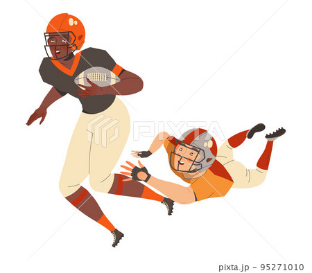 Man Rugby Player in Helmet and Uniform Playing...のイラスト素材