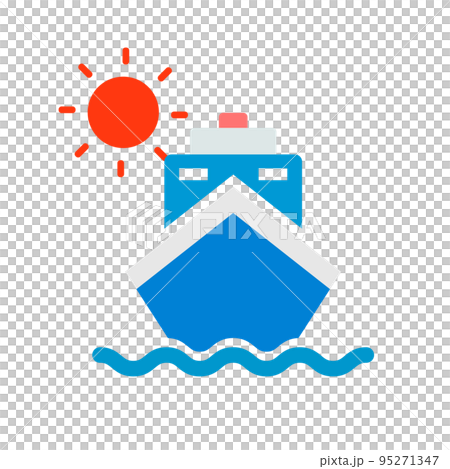 Ship and sun icon. Cruises and sea transportation. vector. Ship and sun icon. Cruises and sea transportation. vector. 95271347