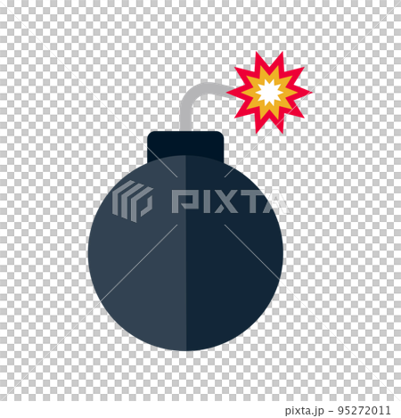 現代炸彈圖標，帶有點燃的火焰和火花。向量。 95272011