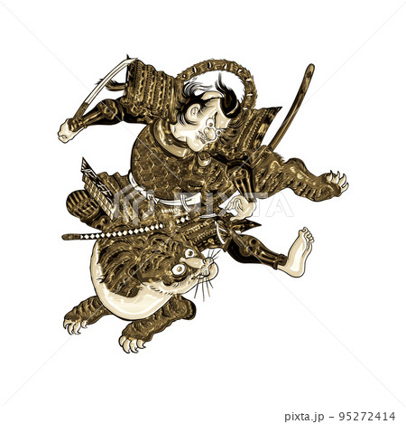 浮世絵　虎にのる武士　その2 ゴールドバージョン 95272414
