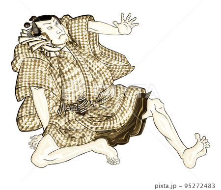 浮世絵　驚いている男性　その2　ゴールドバージョン	 95272483
