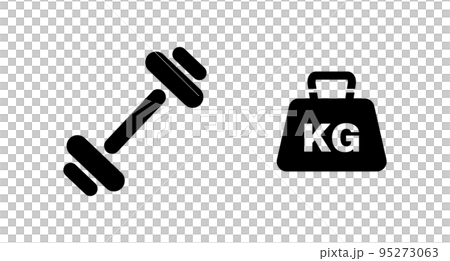 ダンベルとKGウェイトアイコンセット。筋トレアイコン。ベクター。 95273063
