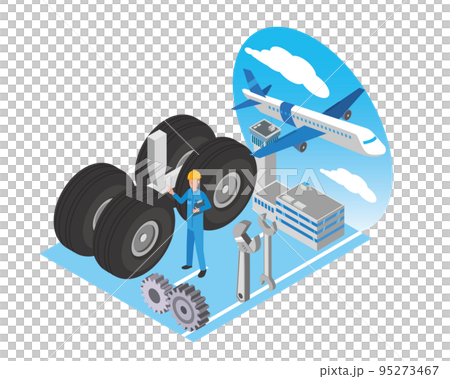 航空機の整備をする男性整備士 95273467