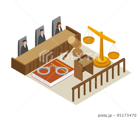 裁判官と裁判所のイメージイラスト 95273470