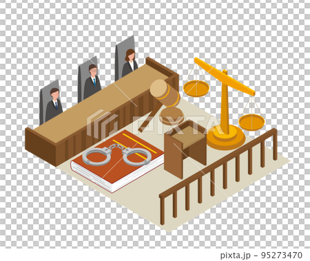裁判官と裁判所のイメージイラスト 95273470