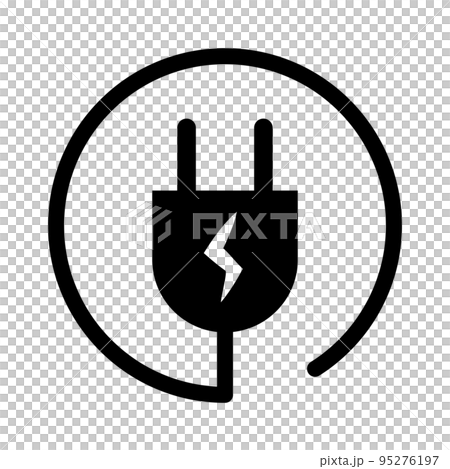 充電プラグ。充電中のコンセント。ベクター。 充電プラグ。充電中のコンセント。ベクター。 95276197