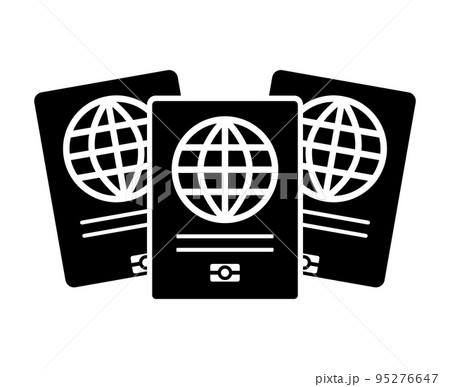 複数のパスポートシルエットアイコン。海外旅行の証明アイテム。ベクター。 複数のパスポートシルエットアイコン。海外旅行の証明アイテム。ベクター。 95276647