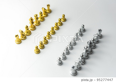 chess gold and silver isolated on white background. chess gold and silver isolated on white background. 95277447