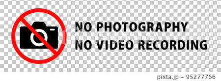 Simple no photography sign with message in English Simple no photography sign with message in English 95277766