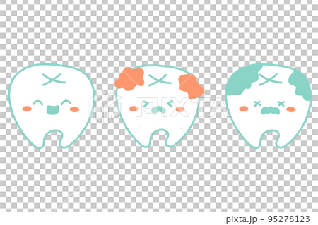 Character set of healthy white teeth and decayed teeth illustration material 95278123