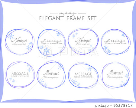 冬の雪結晶の円形ラインフレームセット 95278317