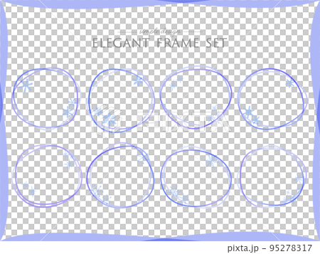 冬の雪結晶の円形ラインフレームセット 95278317