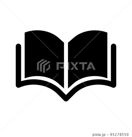 開いている本シルエットアイコン。読書。勉強や学習。ベクター。 95278550