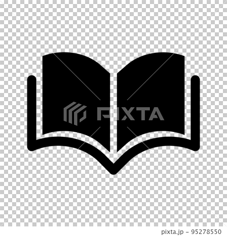 開いている本シルエットアイコン。読書。勉強や学習。ベクター。 95278550