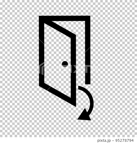 Open door and arrow. Go out. vector. 95278794