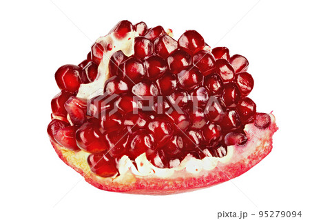Fresh ripe part of a pomegranate  isolated on white background. Full depth of field. 95279094