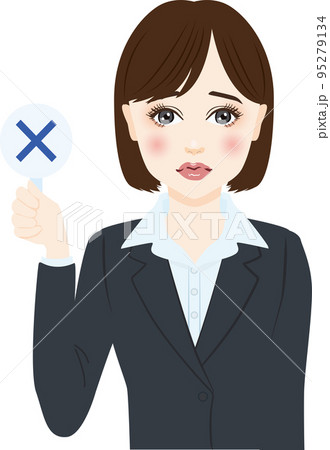 woman in gray suit with short hair put up a cross 95279134