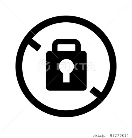 南京錠と禁止のシルエットアイコン。ブロック。セキュリティ。ベクター。 95279314