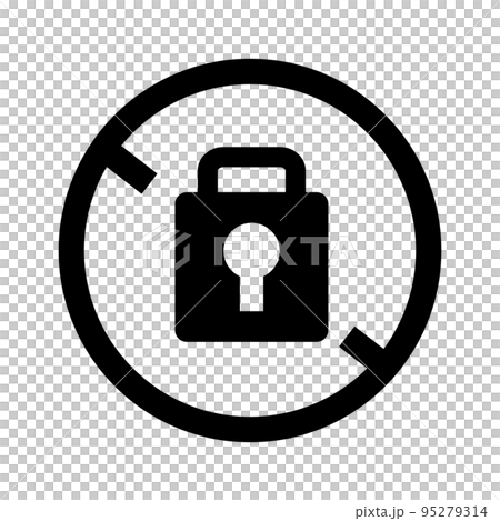 南京錠と禁止のシルエットアイコン。ブロック。セキュリティ。ベクター。 95279314