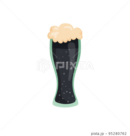 Glass of fresh dark foamy beer - Vector 95280762