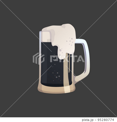 Large mug of fresh dark foamy beer - Vector Large mug of fresh dark foamy beer - Vector 95280774